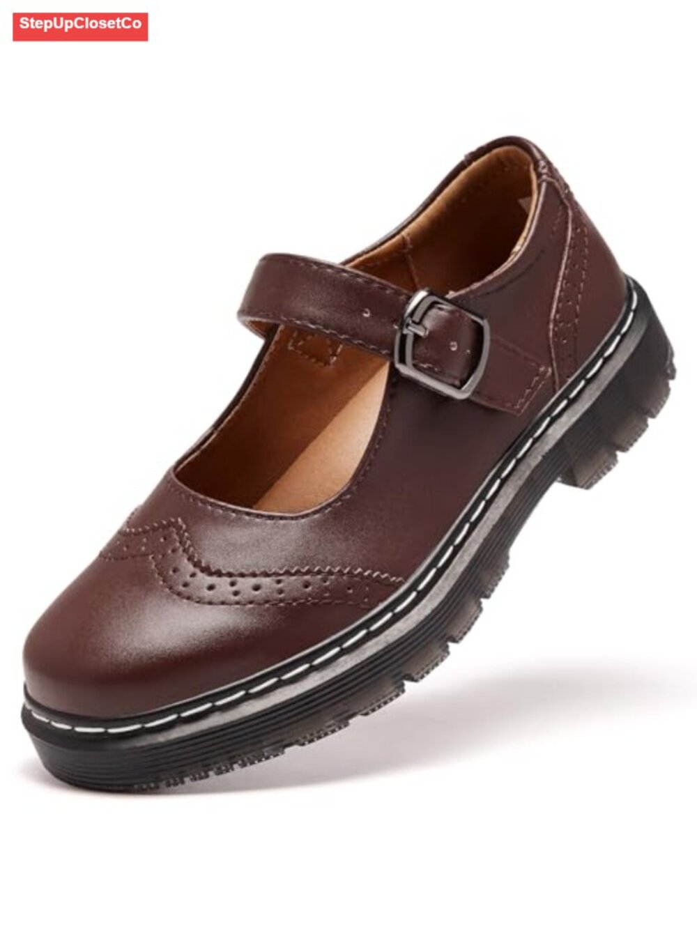 Women's Mary Jane Flats Vegan Leather Oxford Dress Shoes Memory Foam Work School